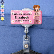 Nurse,Gift For Women,Gift For Men,Happy,Gift For Yourself,Vector - Daisy Pattern Nurse Hello My Name Is - Personalized Badge Reel