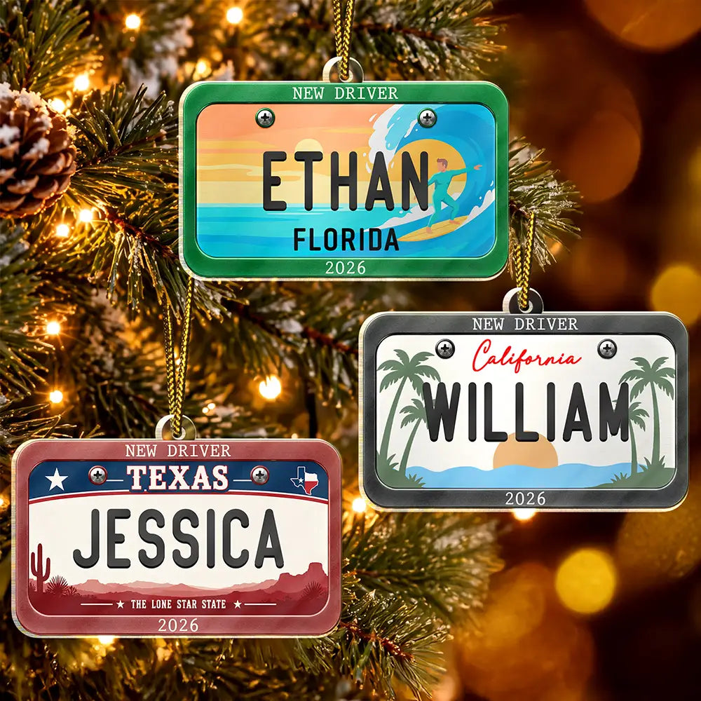 Top Market,Gifts For Her,Gift For Mother,Mom - Children,Icon,Happy - US State Car Plates Christmas Gift For New Driver - Personalized Custom Shaped Acrylic Ornament