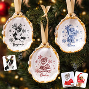 Art Design, Christmas, Custom Photo, Indoor Decor, Pet Lovers, Photo - Pencil Sketch - Bold, Playful - Christmas Gift For Dog Lovers - Personalized Custom Photo Pencil Sketch Snowflake Pet Portrait Oyster Ornament