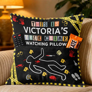Christmas,Custom Text,Gift For Couples,Gift For Wife,Gifts For Her,Happy - Gift For True Crime Lovers - Personalized Binge Watching Pocket Pillow
