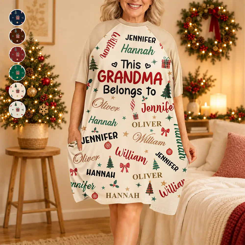 Christmas,Custom Text,Gift For Grandma,Gifts For Her,Happy - Christmas Gift For Grandma Nana - Personalized Kids Names Women's Sleep Tee
