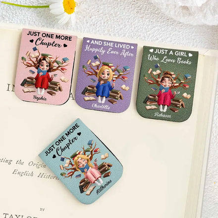 Gifts For Book Lovers, Bookworms, Readers - Personalized Just A Girl Who Loves Books Leather Magnetic Bookmark