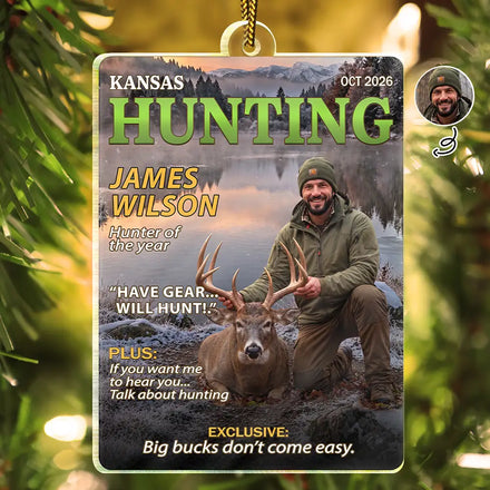 Christmas Decor Gift For Hunters - Personalized Custom Photo Moments Like This Are Earned Magazine Style Acrylic Ornament