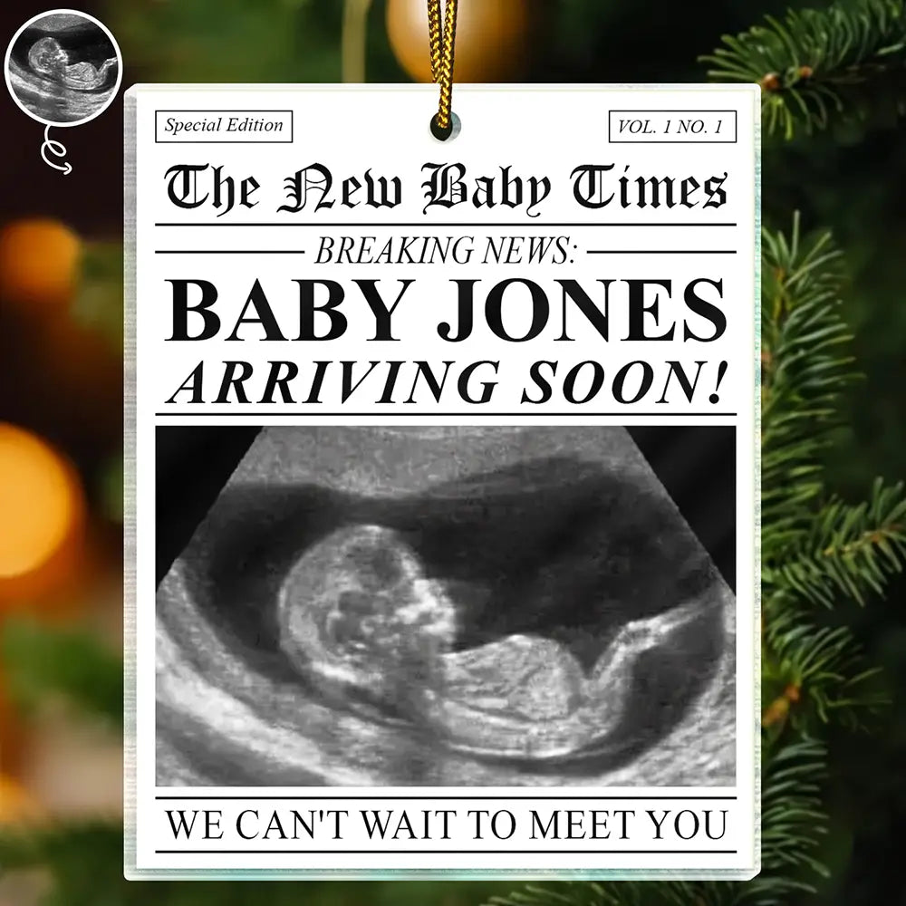 Adorable,Gifts For Her,Christmas,Custom Photo,Gift For Mother,Pregnant Mom,Upload Full Photo - Custom Photo Baby Expecting The New Baby Times - Personalized Custom Shaped Acrylic Ornament
