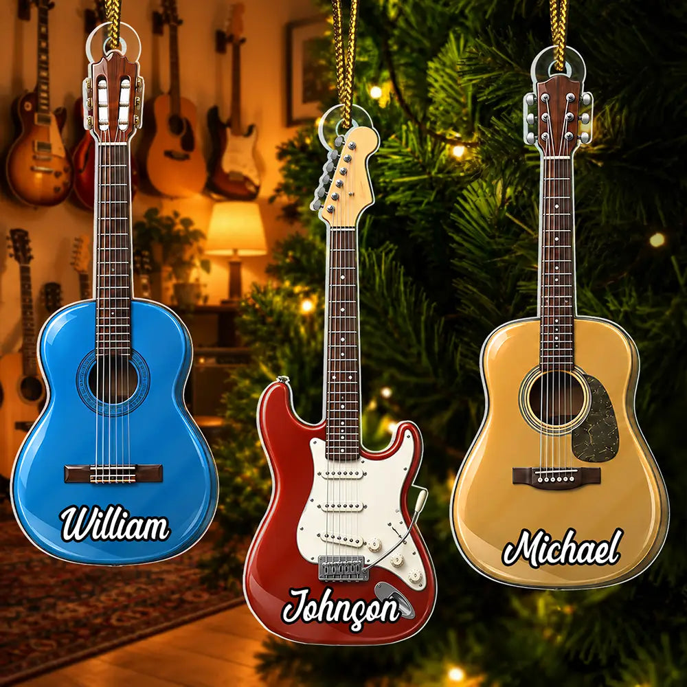 Guitar Type Christmas Gift For Guitarist Guitar Lovers - Personalized Custom Shaped Acrylic Ornament
