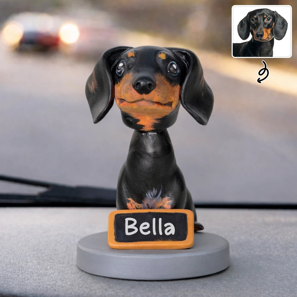 Custom Pet Bobblehead Full Body Figurine With Nameplate For Pet Moms Pet Dads - Personalized Bobblehead