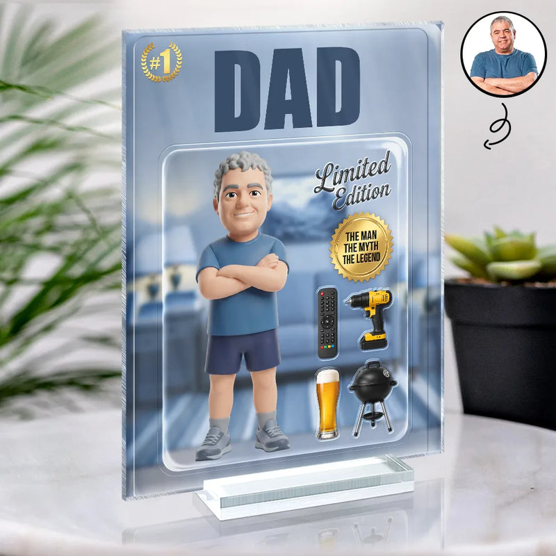 Gift For Husband,Gift For Yourself,Gift For Men,Gift For Father,Gift For Grandpa,Non-Eng,Photo - Toybox Figure,Playful - Custom Photo Toybox Figure Dad Grandpa Limited Edition - Personalized Vertical Rectangle Acrylic Plaque