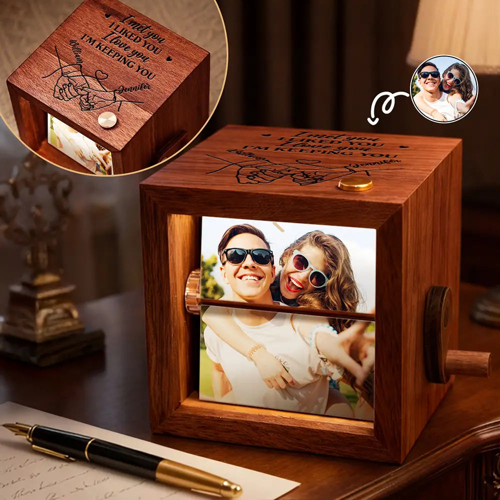 Anniversary, Christmas, Custom Photo, Gift For Couples, Old Couples, Romantic, Top Market, Upload Full Photo - Anniversary Gift For Couples - Personalized Custom Photo I Met You Flipbook Frame Animation Machine