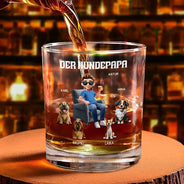 Dog Lovers,Dog Mom,Dog Dad,Happy,Non-Eng,German,Non-Eng,Vector - Der Hundepapa - Personalisiertes Whiskyglas