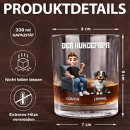 Dog Lovers,Dog Mom,Dog Dad,Happy,Non-Eng,German,Non-Eng,Vector - Der Hundepapa - Personalisiertes Whiskyglas