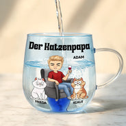 Cat Lovers,Cat Mom,Cat Dad,Happy,Non-Eng,Gift For Women,Gift For Men - Die Katzenmama - Personalisierte Farbverlauf Glastasse