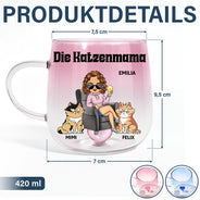 Cat Lovers,Cat Mom,Cat Dad,Happy,Non-Eng,Gift For Women,Gift For Men - Die Katzenmama - Personalisierte Farbverlauf Glastasse