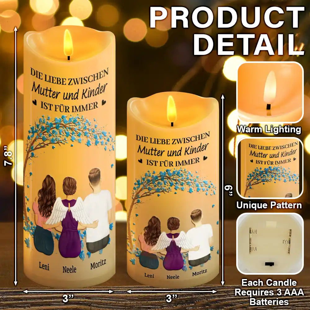 Gift For Yourself,Gift For Women,Gift For Mother,Mom - Daughters (Adult),Mom - Daughters (Young),Mom - Sons,Mom - Children,Gift For Daughter,Gift For Son,Love,German - Die Liebe Zwischen Mutter Und Töchtern Und Söhnen Ist Für Immer - Personalisierte Flammenlose LED-Kerzen