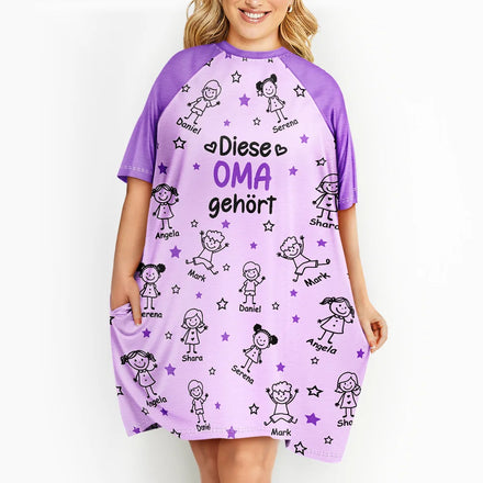 Diese Oma Mama Gehört Ihren Enkelkindern - Personalisiertes Damen-Schlafshirt