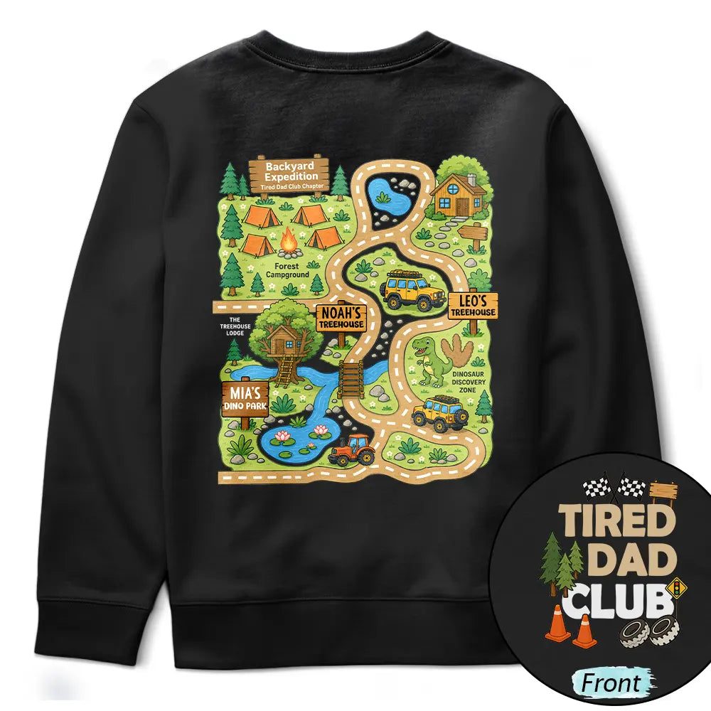 Gift For Father,Humorous,Custom Text - Dinosaur Road Car Race Track Tired Dad Club Funny - Personalized T Shirt