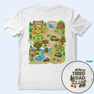 Gift For Father,Humorous,Custom Text - Dinosaur Road Car Race Track Tired Dad Club Funny - Personalized T Shirt
