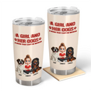 Pet Lovers,Pet Mom,Pet Dad,Cat Lovers,Cat Mom,Cat Dad,Dog Lovers,Dog Mom,Dog Dad,Gift For Women,Gift For Men,Happy,Top Market - Distressed Text Effect A Girl And Her Dogs Cat - Personalized Tumbler