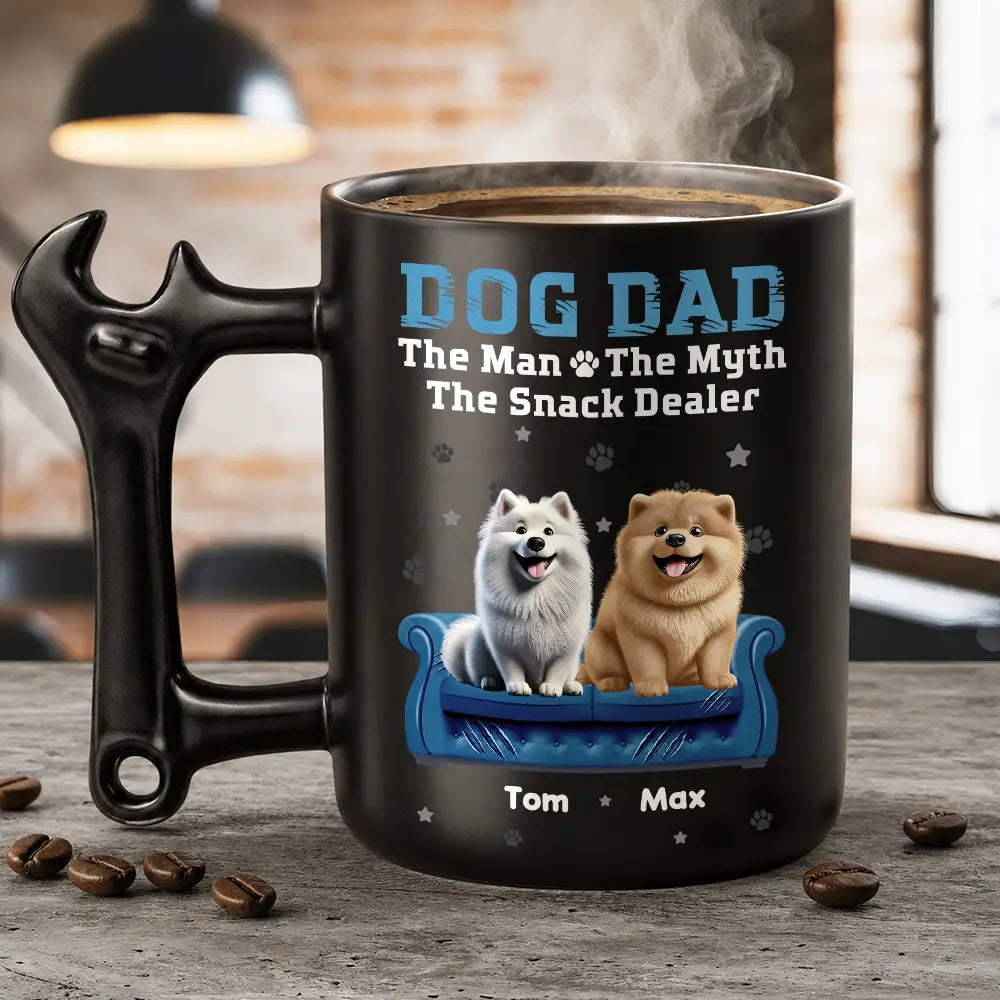Gift For Men,Pet Lovers,Dog Lovers,Dog Dad,Dog Mom,Cat Lovers,Cat Mom,Cat Dad,Pet Dad,Pet Mom,Non-Eng,Icon,Playful - Dog Cat Dad The Snack Dealer - Personalized Wrench Shaped Handle Mug