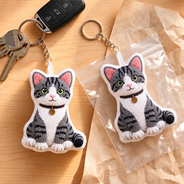 Adorable,Art Design,Christmas,Custom Photo,Pet Lovers,Photo - Crochet Pet - Dog Cat Gift For Pet Lover - Personalized Custom Photo Crochet Doll Effect Plush Keychain