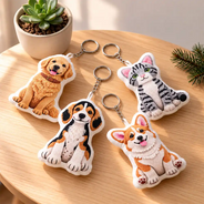 Adorable,Art Design,Christmas,Custom Photo,Pet Lovers,Photo - Crochet Pet - Dog Cat Gift For Pet Lover - Personalized Custom Photo Crochet Doll Effect Plush Keychain