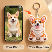 Adorable,Art Design,Christmas,Custom Photo,Pet Lovers,Photo - Crochet Pet - Dog Cat Gift For Pet Lover - Personalized Custom Photo Crochet Doll Effect Plush Keychain
