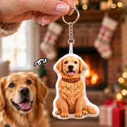 Adorable,Art Design,Christmas,Custom Photo,Pet Lovers,Photo - Crochet Pet - Dog Cat Gift For Pet Lover - Personalized Custom Photo Crochet Doll Effect Plush Keychain