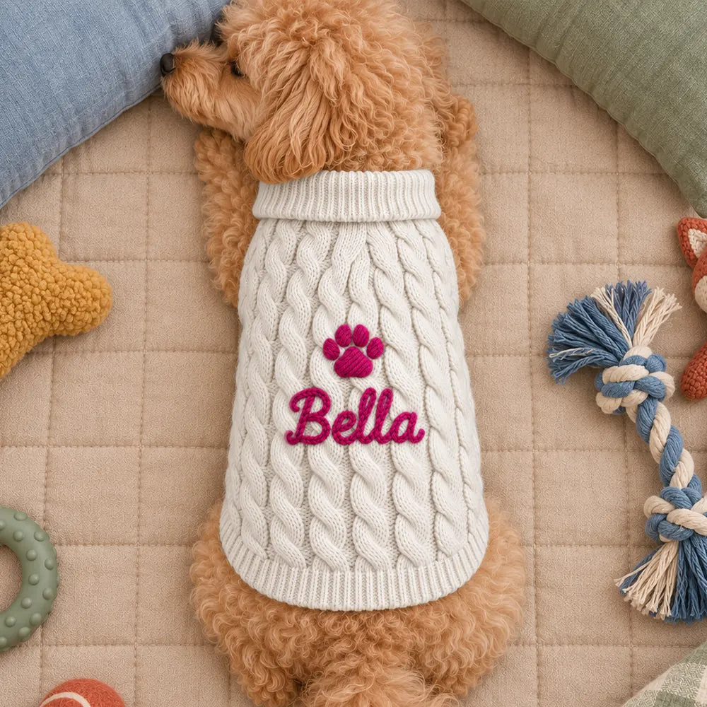 Adorable,Christmas,Custom Text,Pet Lovers - Dog Cat Lover First Year Pet Parents - Personalized Warm And Festive Knit Sweater