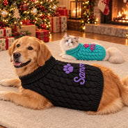 Adorable,Christmas,Custom Text,Pet Lovers - Dog Cat Lover First Year Pet Parents - Personalized Warm And Festive Knit Sweater