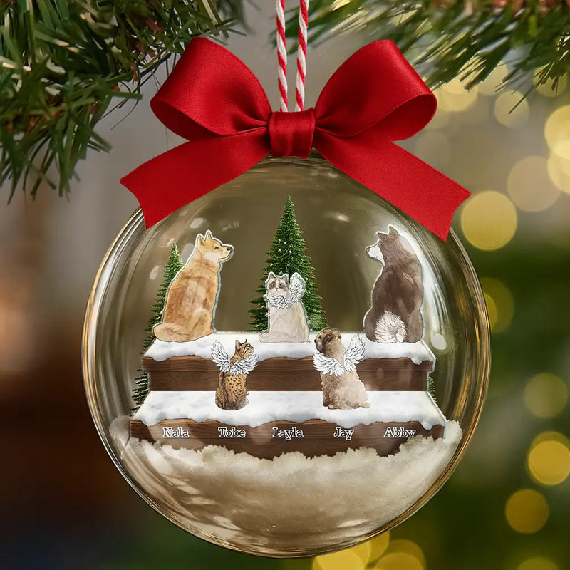 Christmas, Pet Lovers, Cat Lovers, Dog Lovers, Memorial - Dog Cat Lovers Always In My Heart - Personalized 3D Acrylic Ball Ornament