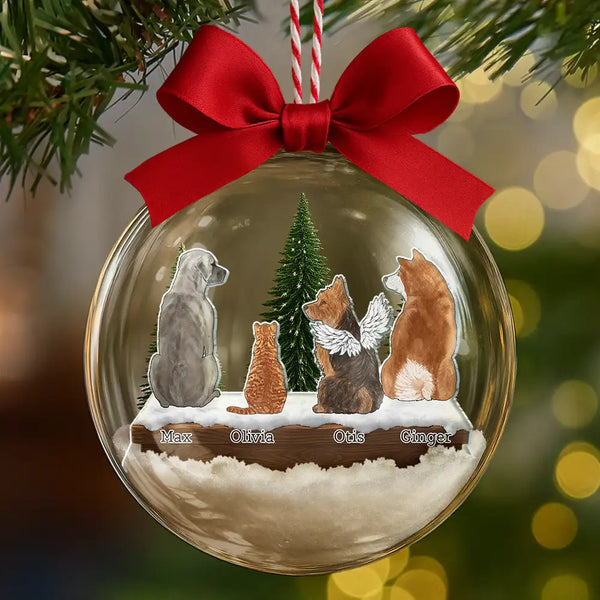 Christmas, Pet Lovers, Cat Lovers, Dog Lovers, Memorial - Dog Cat Lovers Always In My Heart - Personalized 3D Acrylic Ball Ornament
