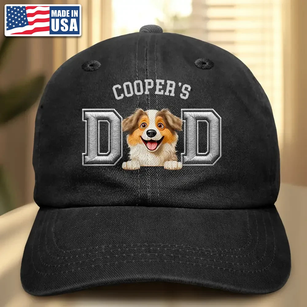 Dog Dad Dog Mom 3D Effect - Embroidery Text Effect Printed, Personalized Vintage Washed Denim Cap