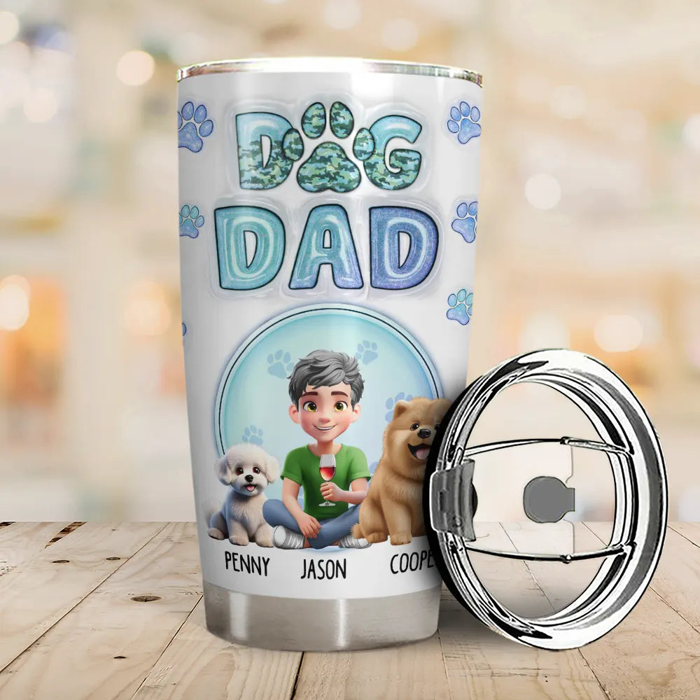 Dog Dad,Dog Mom,Happy - Dog Dad Dog Mom Cute Fur Baby Printed Glitter - Personalized Tumbler