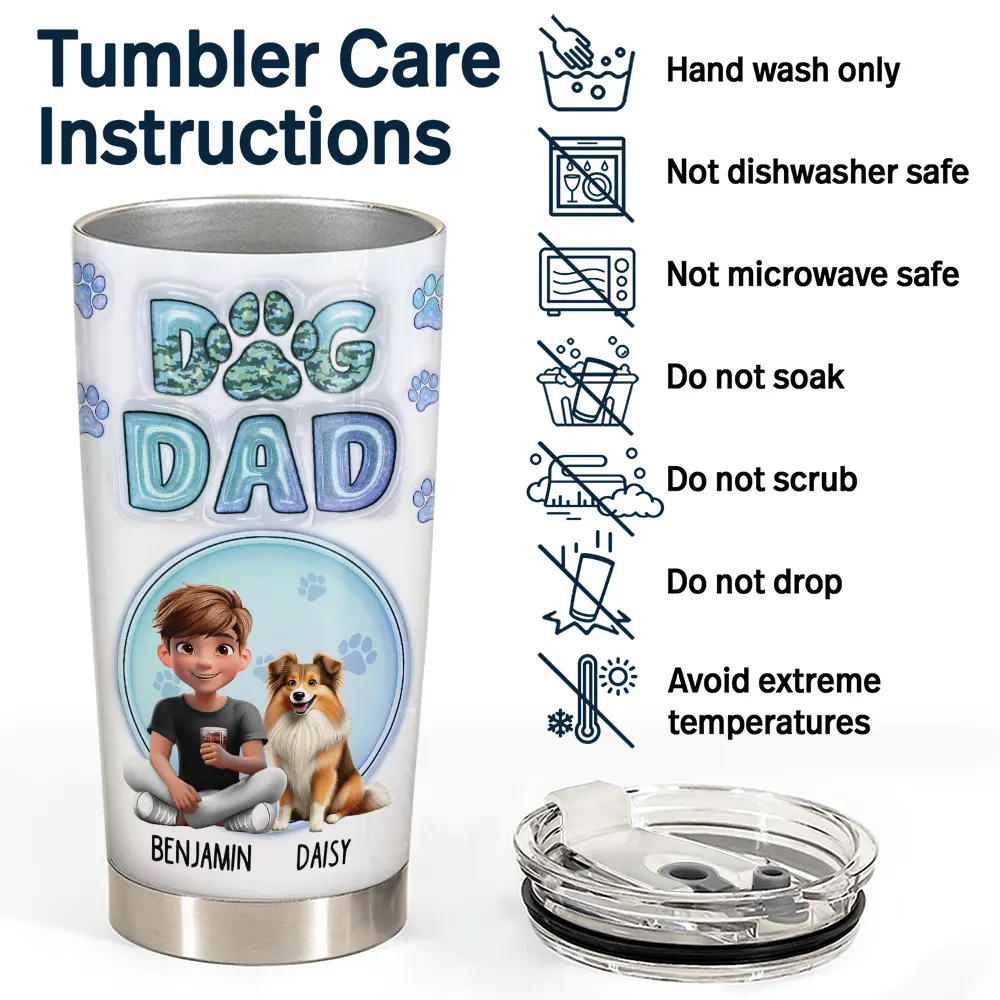 Dog Dad,Dog Mom,Happy - Dog Dad Dog Mom Cute Fur Baby Printed Glitter - Personalized Tumbler