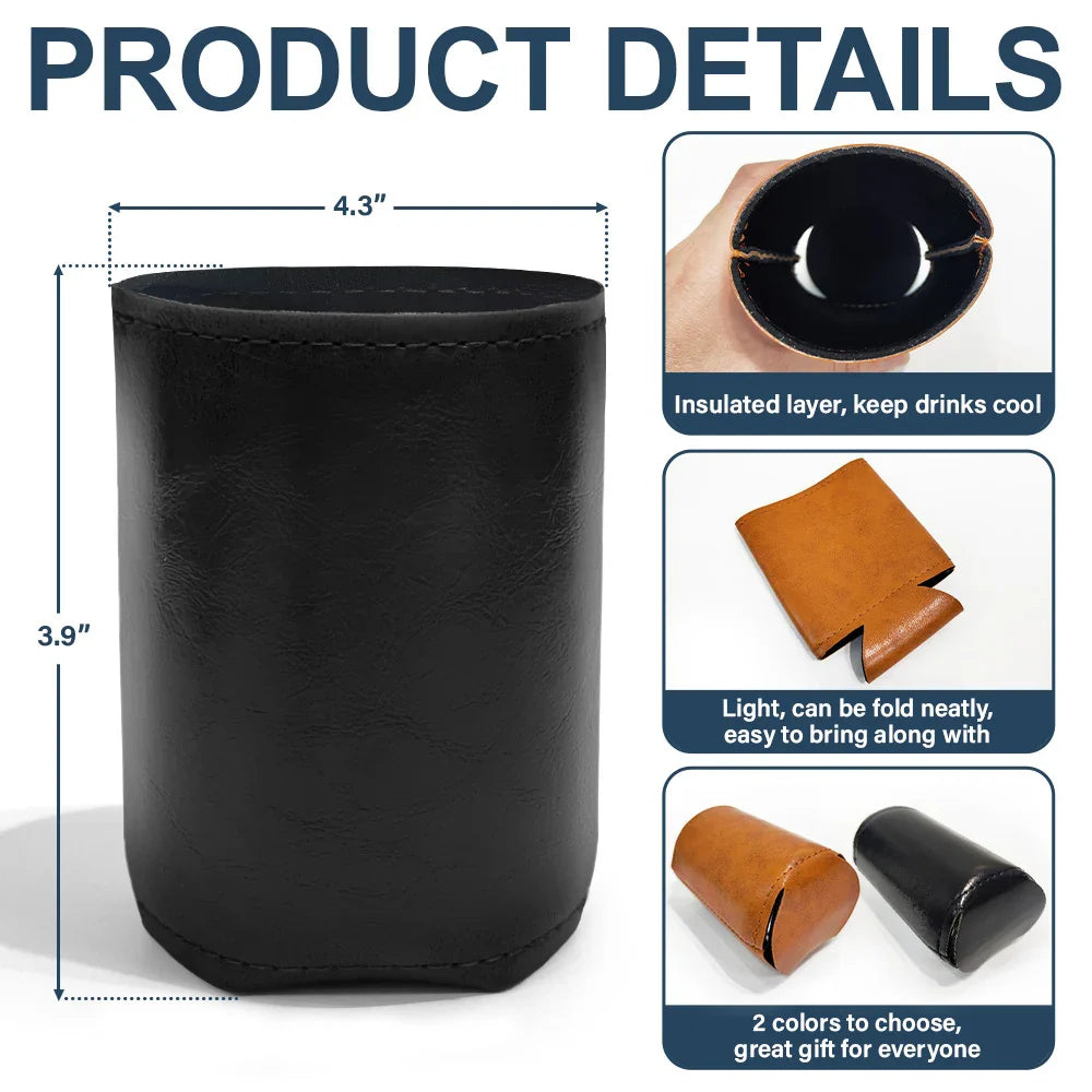 Couple Grilling Drinking Husband And Wife Drinking Buddies For Life - Personalized Leather Can Cooler