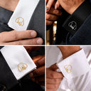 Dog Ears Line Art With Custom Name - Personalized Cufflinks