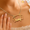 Dog Lovers,Dog Mom,Pet Lovers,Pet Mom,Love - Dog Ears Line Art With Custom Name - Personalized Letter Necklace