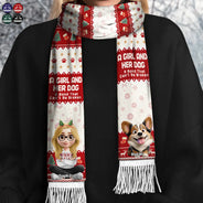 Dog Lovers,Dog Mom,Dog Dad,Christmas,Happy - Dog Lover A Bond That Can't Be Broken 3D Effect - Personalized Wool Scarf With Tassel