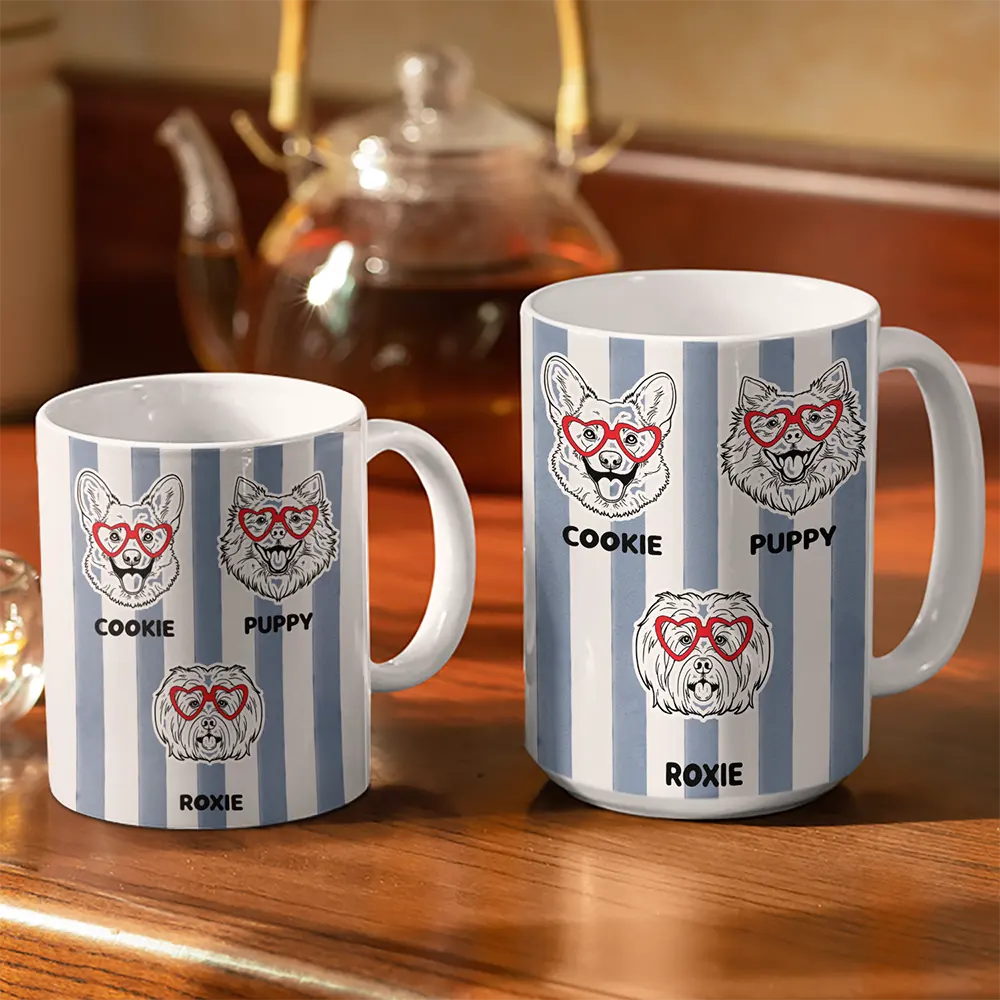 Dog Lover Red Eye Glasses - Personalized White Edge-to-Edge Mug