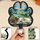 Christmas,Pet Lovers,Pet Mom,Pet Dad,Dog Lovers,Dog Mom,Dog Dad,Happy - Dog Lying On Pawprint - Personalized Plug-in Night Light