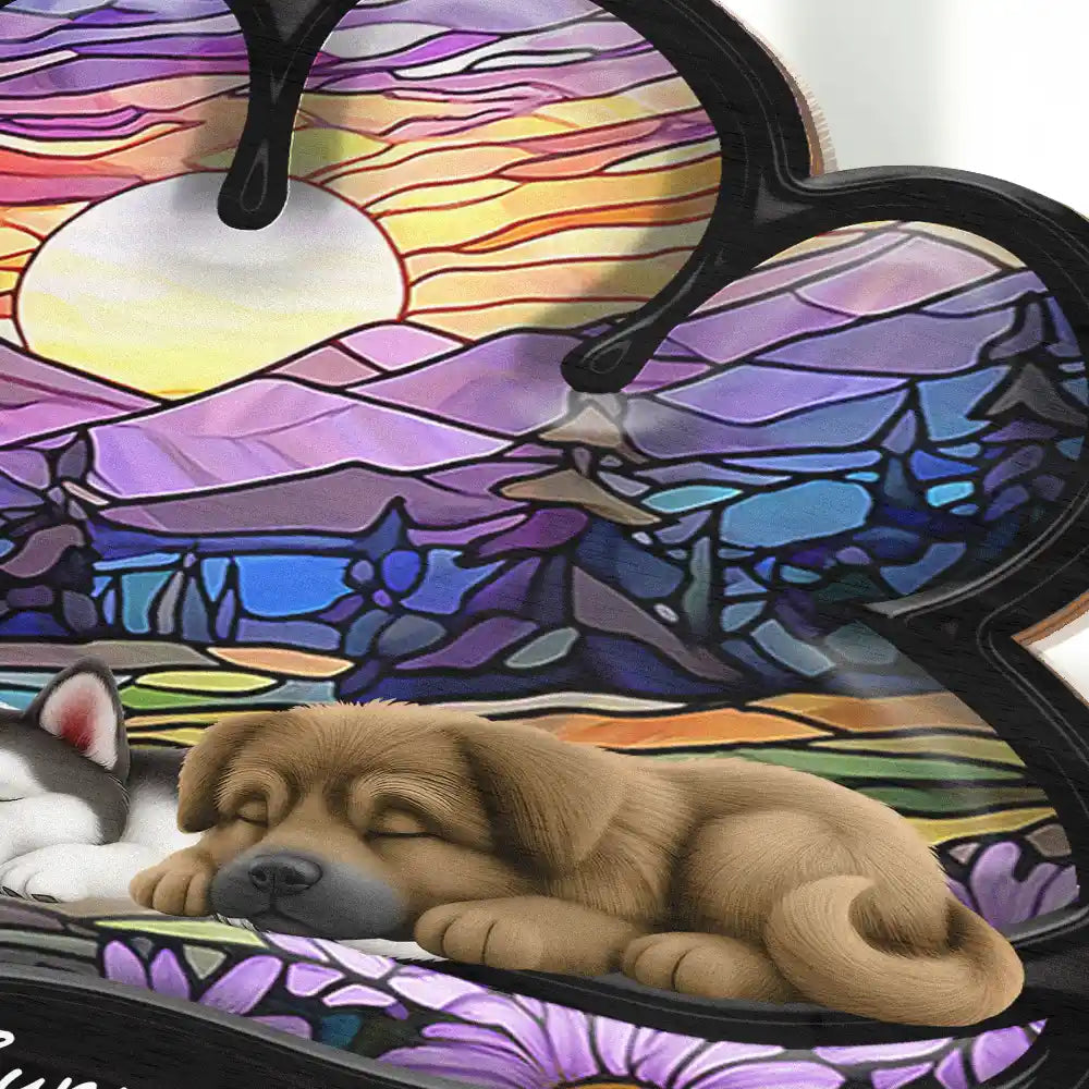 Christmas,Pet Lovers,Pet Mom,Pet Dad,Dog Lovers,Dog Mom,Dog Dad,Happy - Dog Lying On Pawprint - Personalized Plug-in Night Light