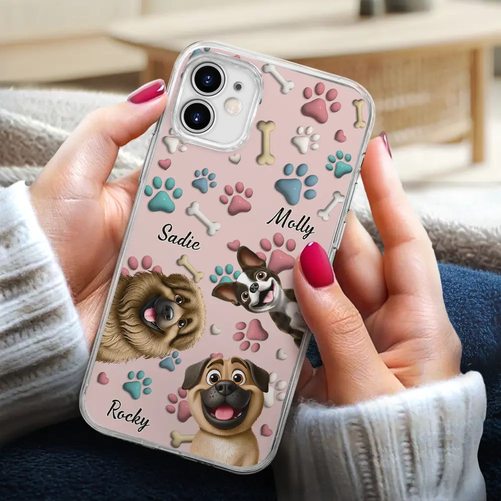 Pet Lovers, Pet Mom, Pet Dad, Dog Lovers, Dog Mom, Dog Dad, Happy - Dog Mom Dog Dad - 3D Inflated Effect Printed, Personalized Clear Phone Case