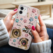 Pet Lovers, Pet Mom, Pet Dad, Dog Lovers, Dog Mom, Dog Dad, Happy - Dog Mom Dog Dad - 3D Inflated Effect Printed, Personalized Clear Phone Case
