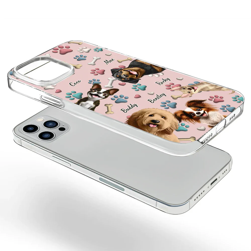 Pet Lovers, Pet Mom, Pet Dad, Dog Lovers, Dog Mom, Dog Dad, Happy - Dog Mom Dog Dad - 3D Inflated Effect Printed, Personalized Clear Phone Case