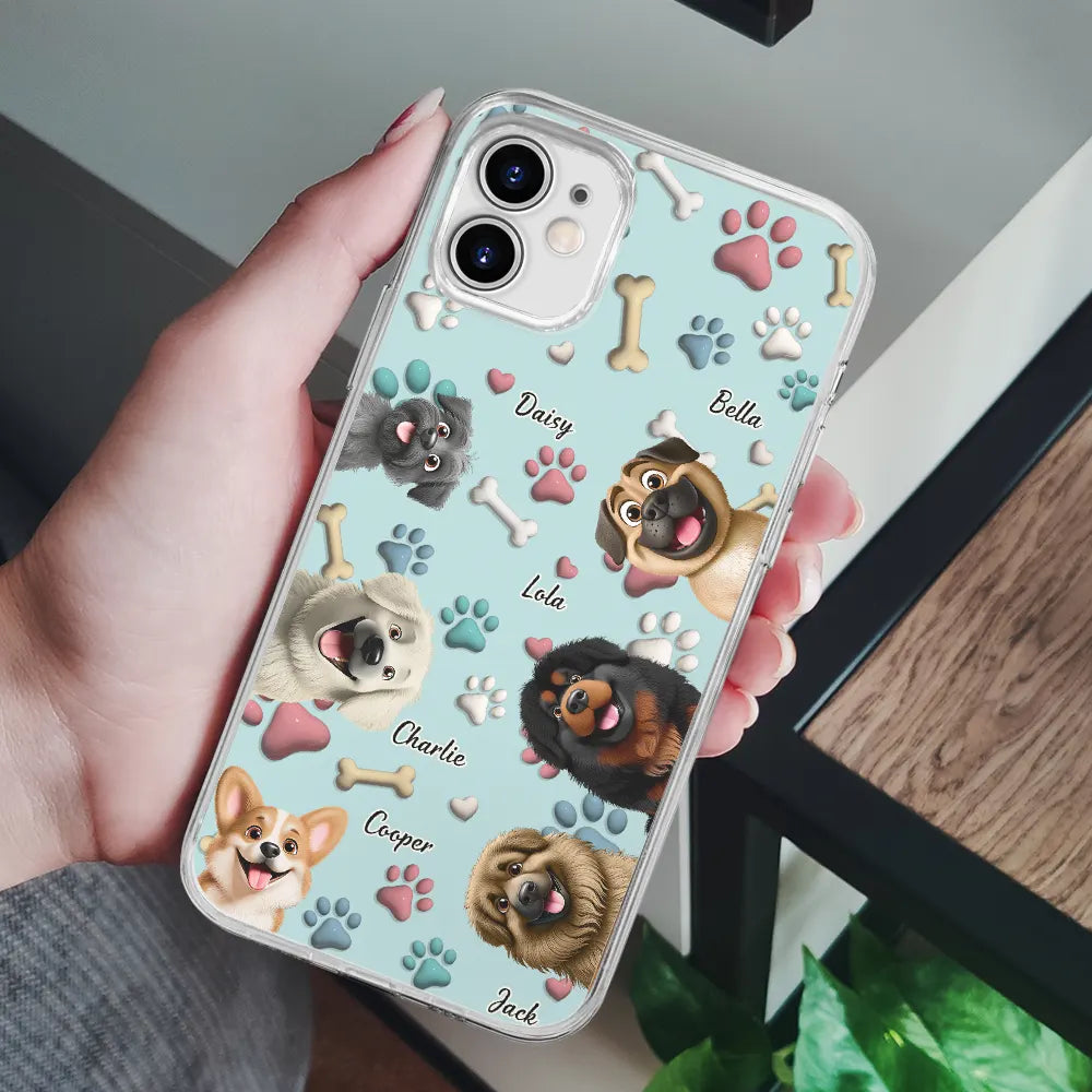 Pet Lovers, Pet Mom, Pet Dad, Dog Lovers, Dog Mom, Dog Dad, Happy - Dog Mom Dog Dad - 3D Inflated Effect Printed, Personalized Clear Phone Case