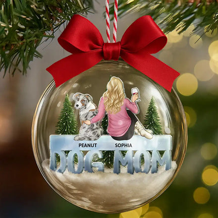 Dog Mom Dog Dad - Personalized 3D Acrylic Ball Ornament