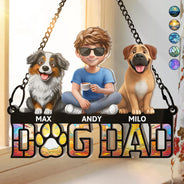 Dog Lovers,Dog Mom,Dog Dad,Happy,Gift For Yourself,Gift For Women,Gift For Men,Pet Lovers - Dog Mom Dog Dad - Personalized Window Hanging Suncatcher Ornament