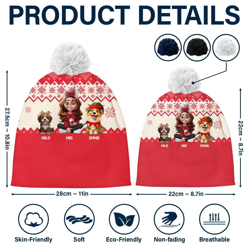 Pet Lovers,Pet Mom,Pet Dad,Dog Lovers,Dog Mom,Dog Dad,Happy,Christmas,Top Market - Dog Mom Dog Dad Christmas - Personalized Bobble Beanie Hat