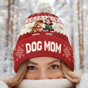 Pet Lovers,Pet Mom,Pet Dad,Dog Lovers,Dog Mom,Dog Dad,Happy,Christmas,Top Market - Dog Mom Dog Dad Christmas - Personalized Bobble Beanie Hat