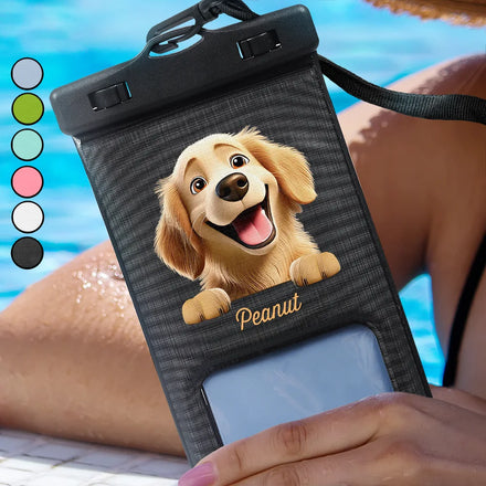 Dog Mom Dog Dad Pet Lover Beach And Pool - Personalized Waterproof Phone Pouch