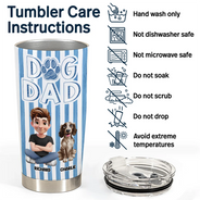 Pet Lovers,Pet Mom,Pet Dad,Dog Lovers,Dog Mom,Dog Dad,Happy - Dog Mom Dog Dad Stripe Style - Personalized Tumbler